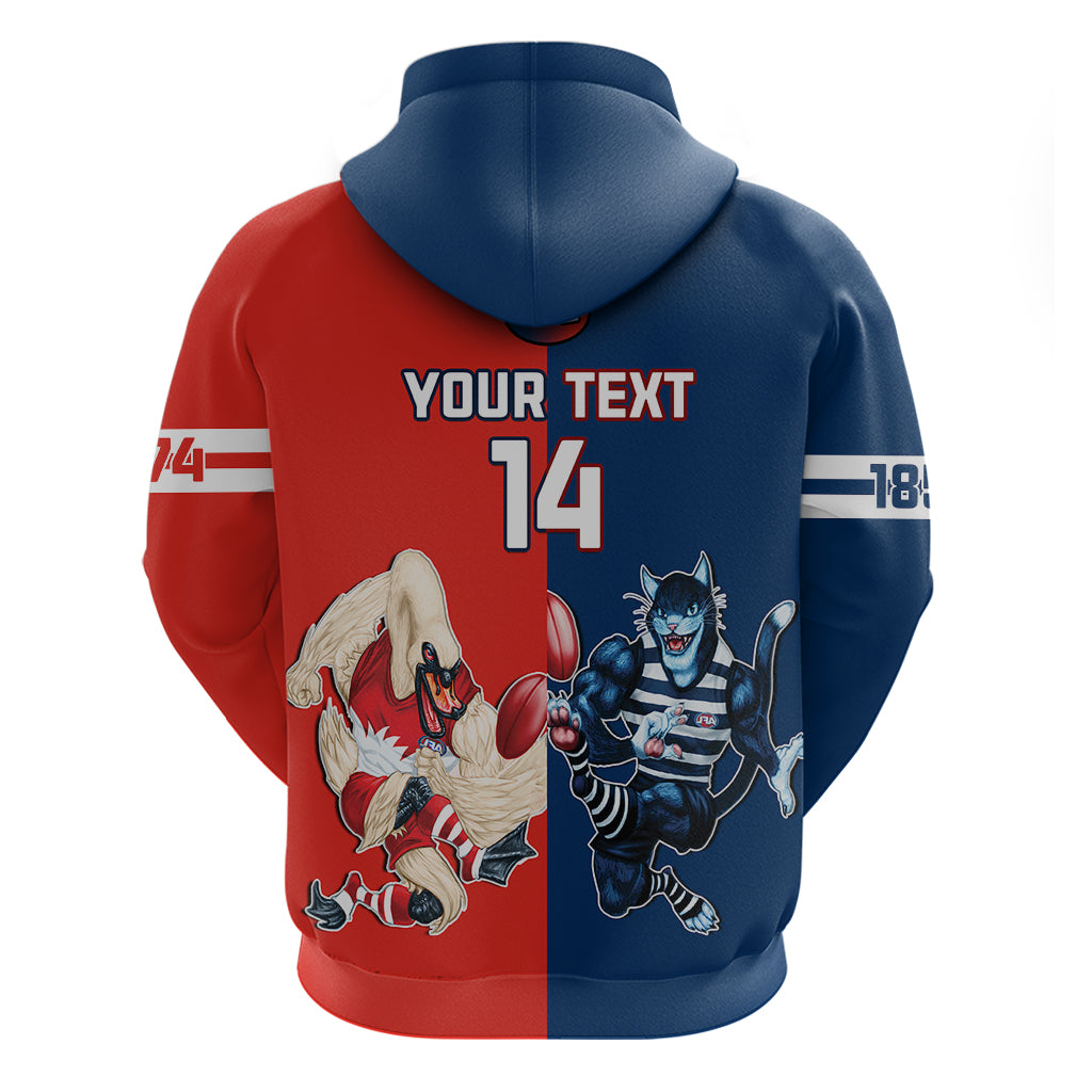 Personalised Swans And Cats Football Hoodie Sydney Mix Geelong Sporty Version - Vibe Hoodie Shop