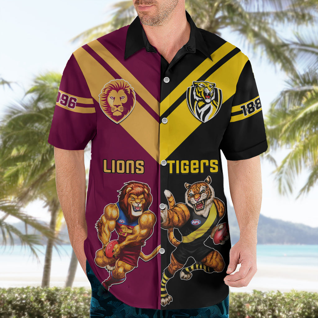 Personalised Richmond And Brisbane Lions Football Hawaiian Shirt Sporty Version - Vibe Hoodie Shop