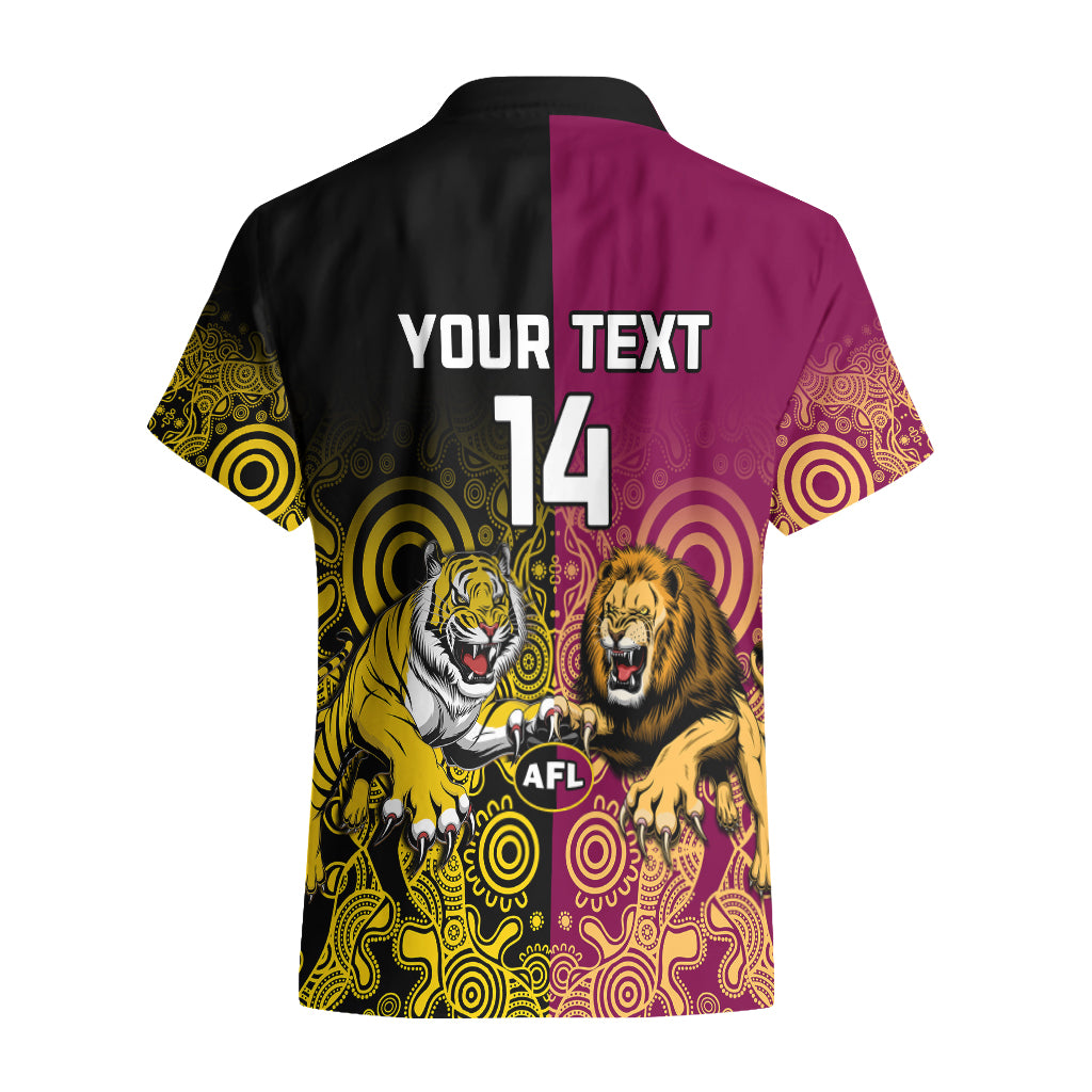 Personalised Richmond And Brisbane Lions Football Hawaiian Shirt Indigenous Art Version - Vibe Hoodie Shop