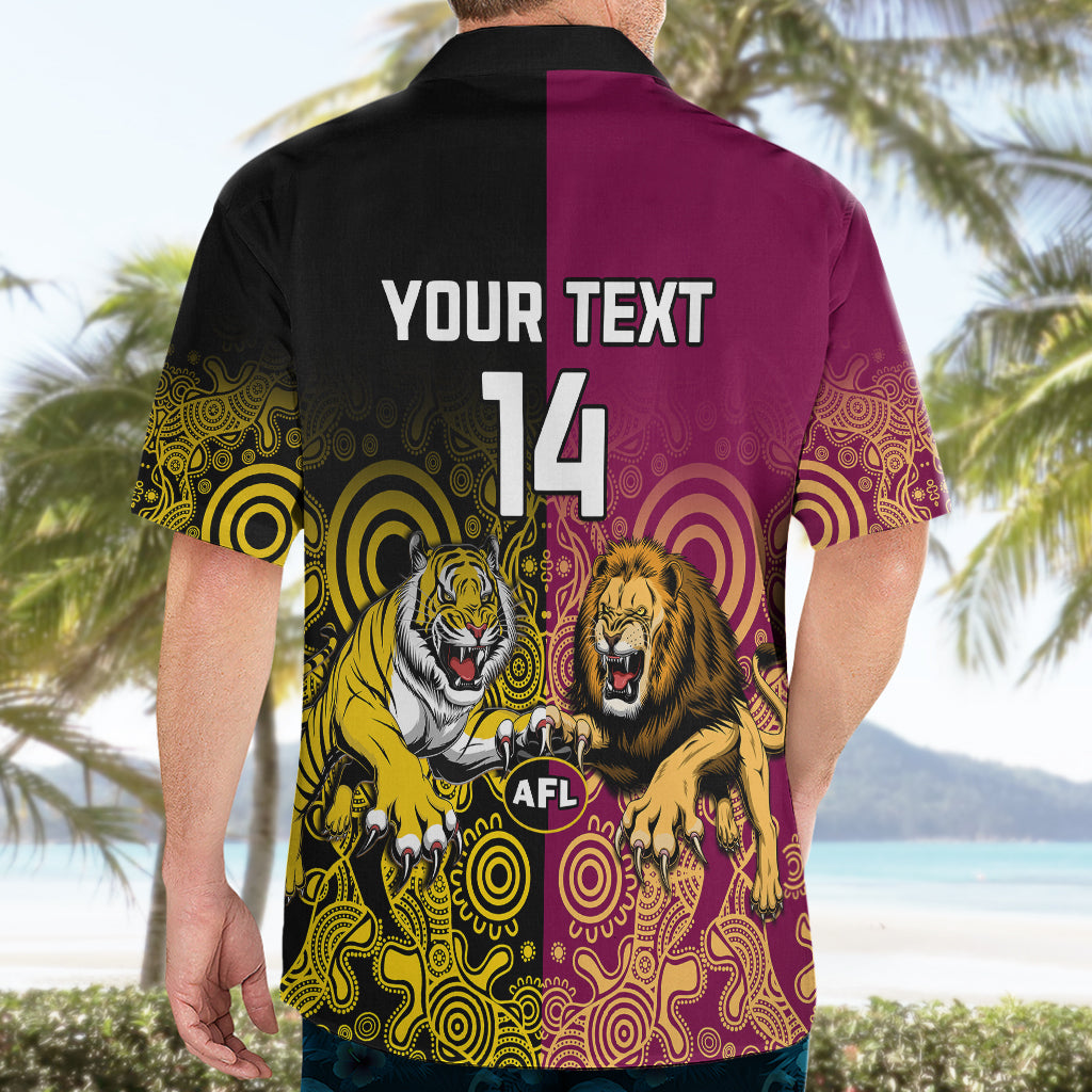 Personalised Richmond And Brisbane Lions Football Hawaiian Shirt Indigenous Art Version - Vibe Hoodie Shop