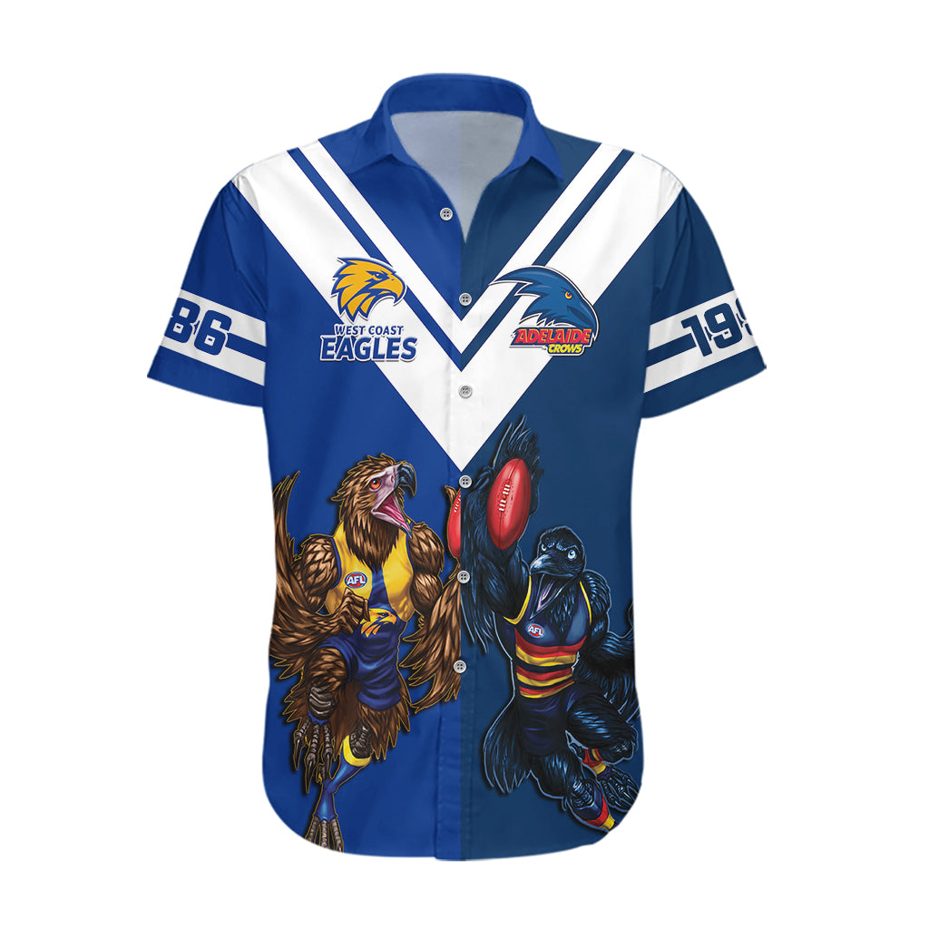 Personalised Eagles And Crows Football Hawaiian Shirt West Coast Mix Adelaide Sporty Version - Vibe Hoodie Shop