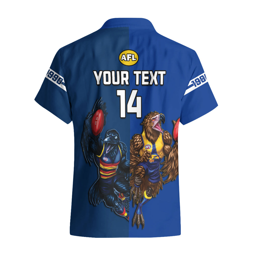 Personalised Eagles And Crows Football Hawaiian Shirt West Coast Mix Adelaide Sporty Version - Vibe Hoodie Shop