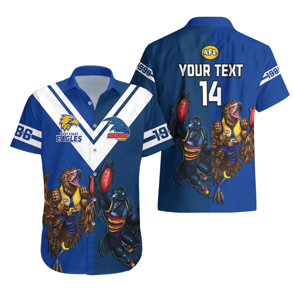 Personalised Eagles And Crows Football Hawaiian Shirt West Coast Mix Adelaide Sporty Version - Vibe Hoodie Shop