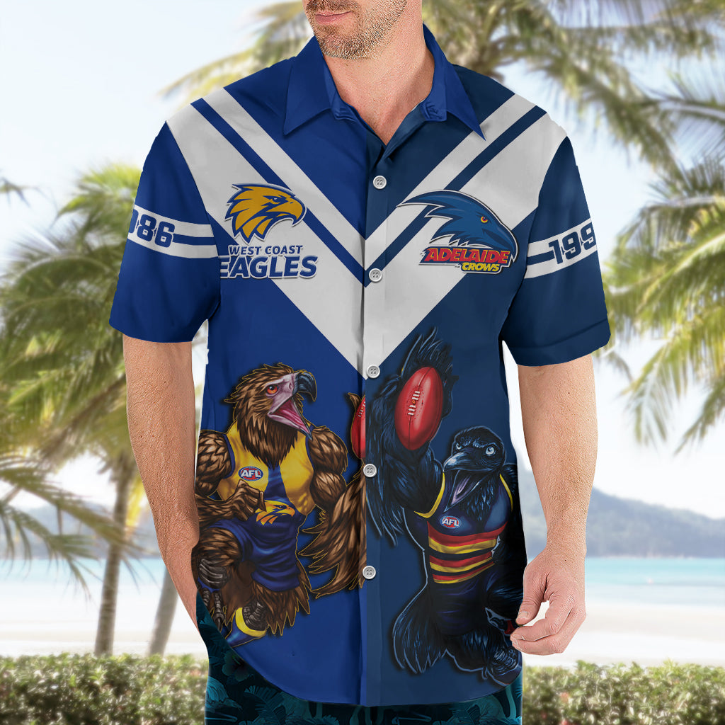 Personalised Eagles And Crows Football Hawaiian Shirt West Coast Mix Adelaide Sporty Version - Vibe Hoodie Shop