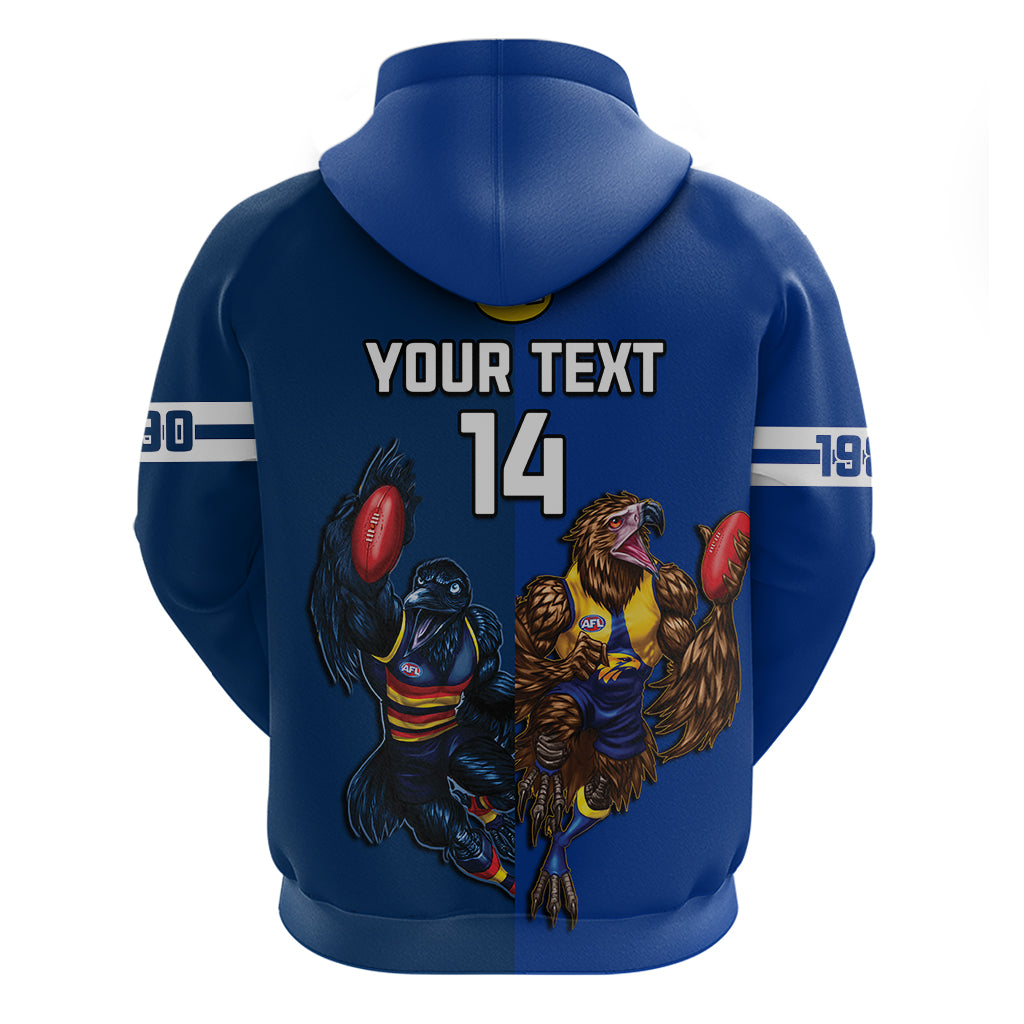 Personalised Eagles And Crows Football Hoodie West Coast Mix Adelaide Sporty Version - Vibe Hoodie Shop