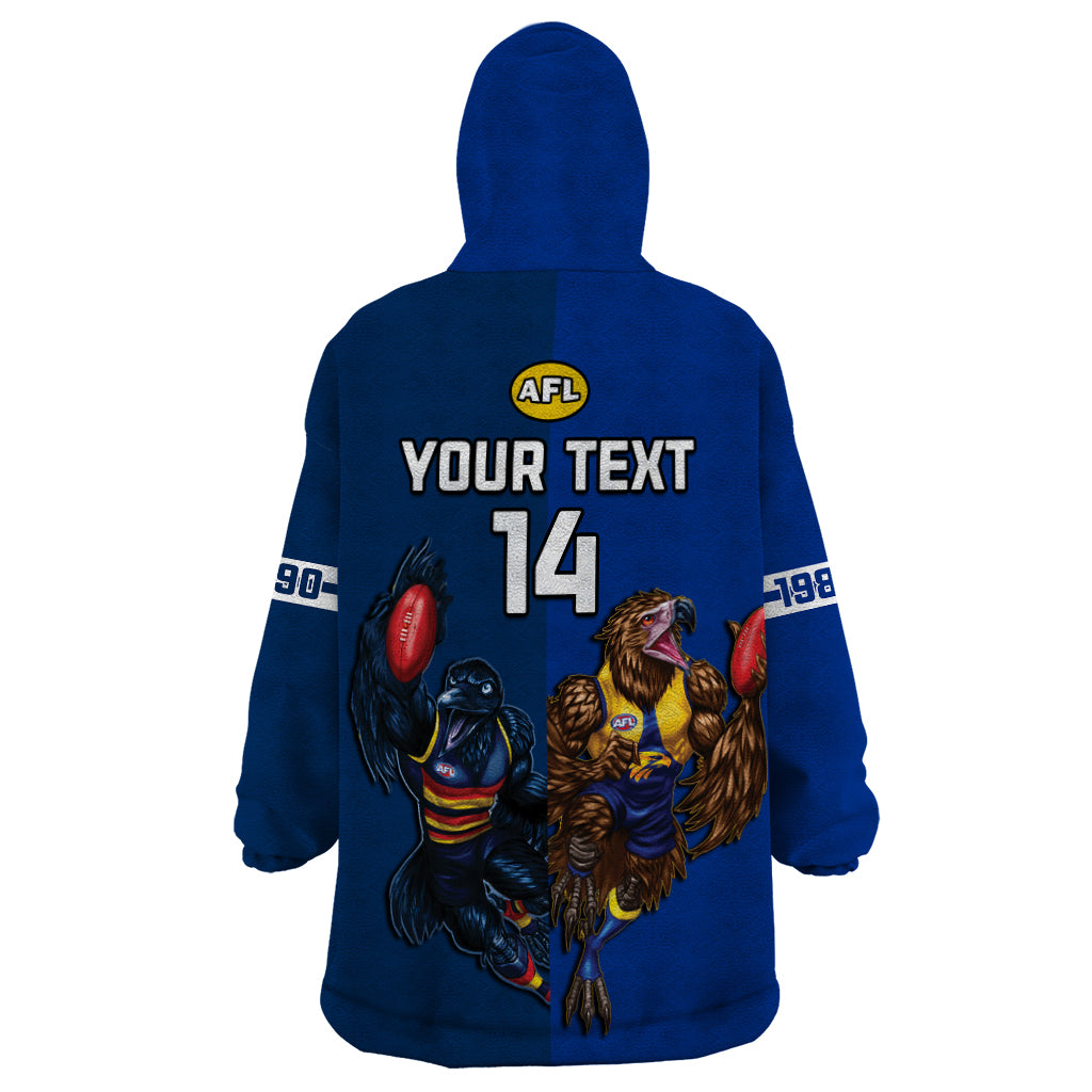 Personalised Eagles And Crows Football Wearable Blanket Hoodie West Coast Mix Adelaide Sporty Version - Vibe Hoodie Shop