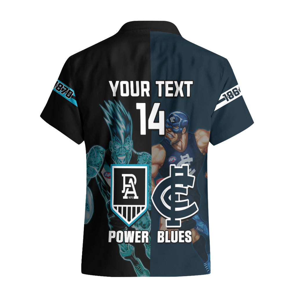 Personalised Carlton And Port Adelaide Football Hawaiian Shirt Blues Mix Power Sporty Version - Vibe Hoodie Shop