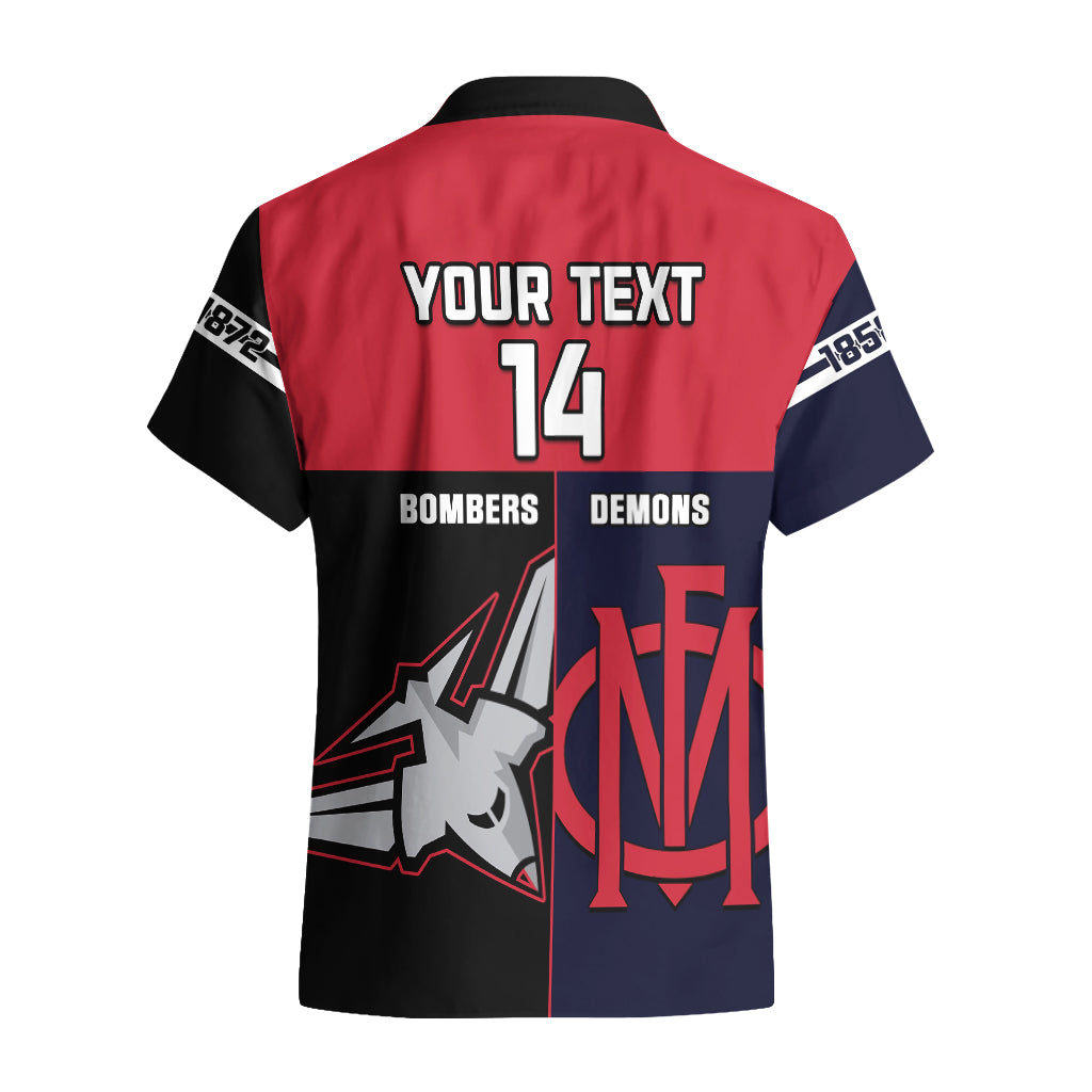 Personalised Melbourne And Essendon Football Hawaiian Shirt Demons Mix Bombers Sporty Version - Vibe Hoodie Shop