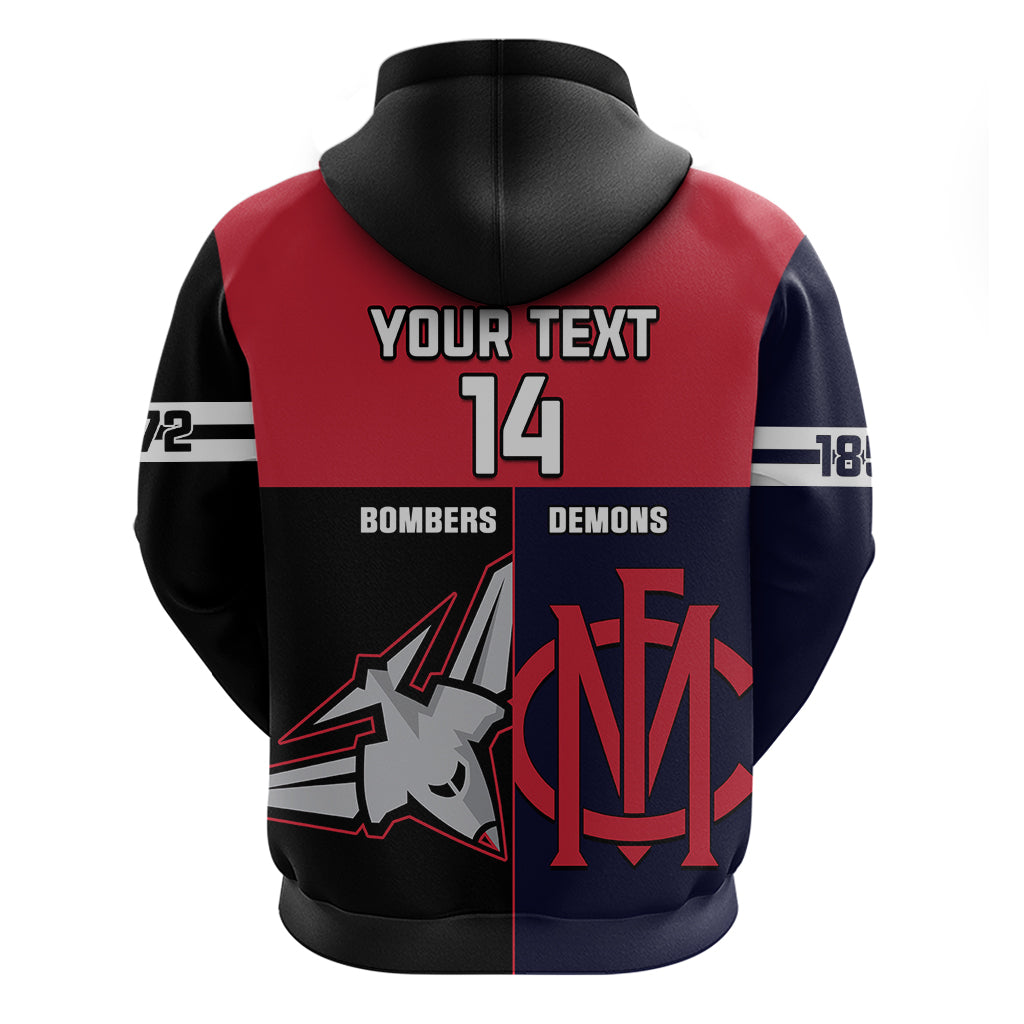 Personalised Melbourne And Essendon Football Hoodie Demons Mix Bombers Sporty Version - Vibe Hoodie Shop