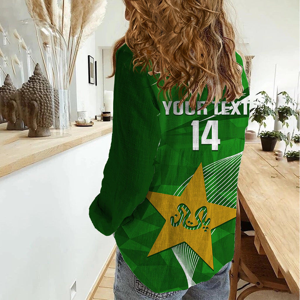 Personalised Pakistan Cricket Women Casual Shirt Shaheens 2023 Go Champions World Cup - Vibe Hoodie Shop