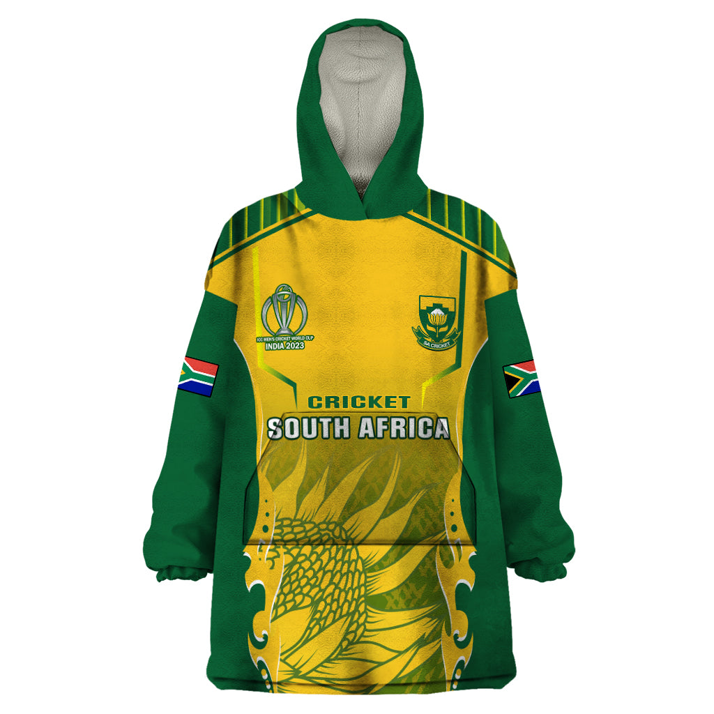 South Africa Cricket Wearable Blanket Hoodie Proteas 2023 Go Champions World Cup - Vibe Hoodie Shop