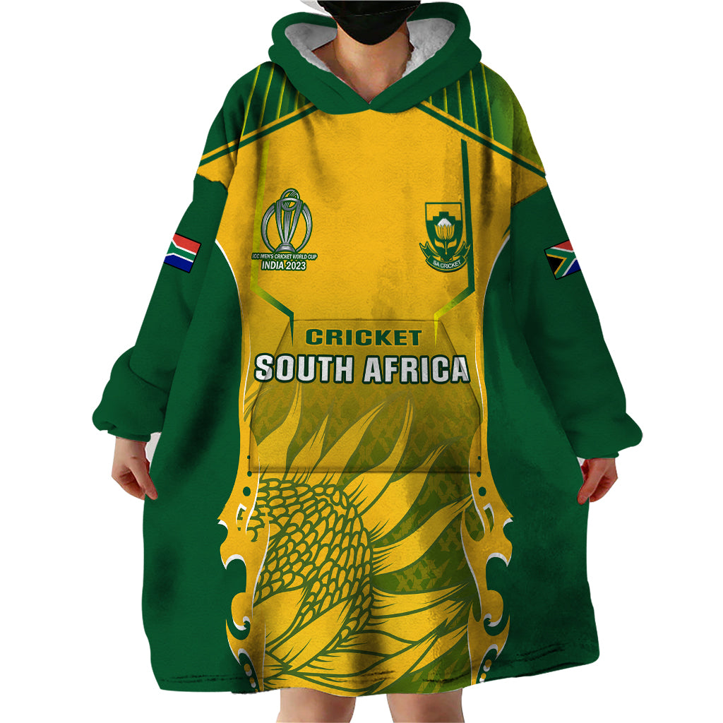 South Africa Cricket Wearable Blanket Hoodie Proteas 2023 Go Champions World Cup - Vibe Hoodie Shop