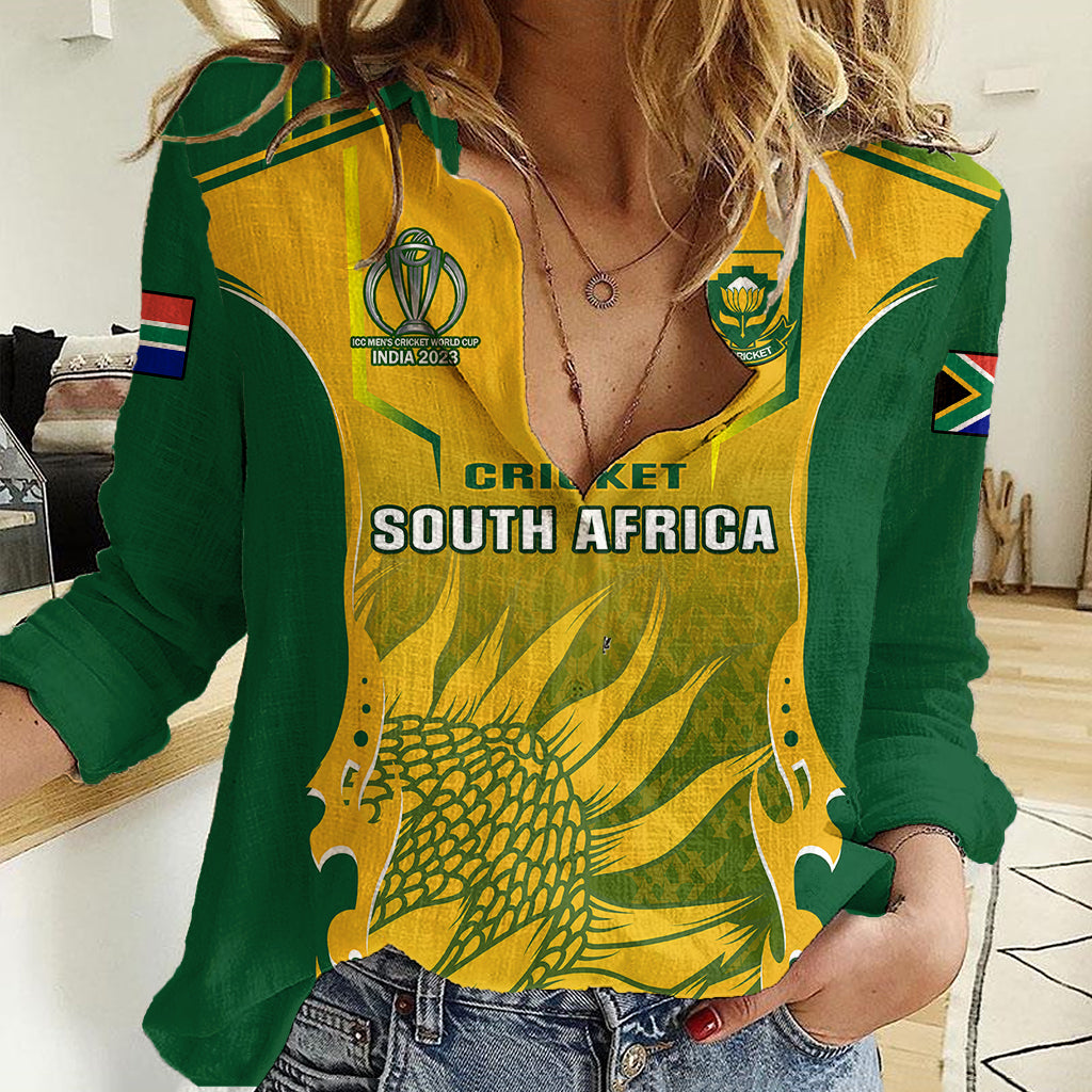 South Africa Cricket Women Casual Shirt Proteas 2023 Go Champions World Cup - Vibe Hoodie Shop