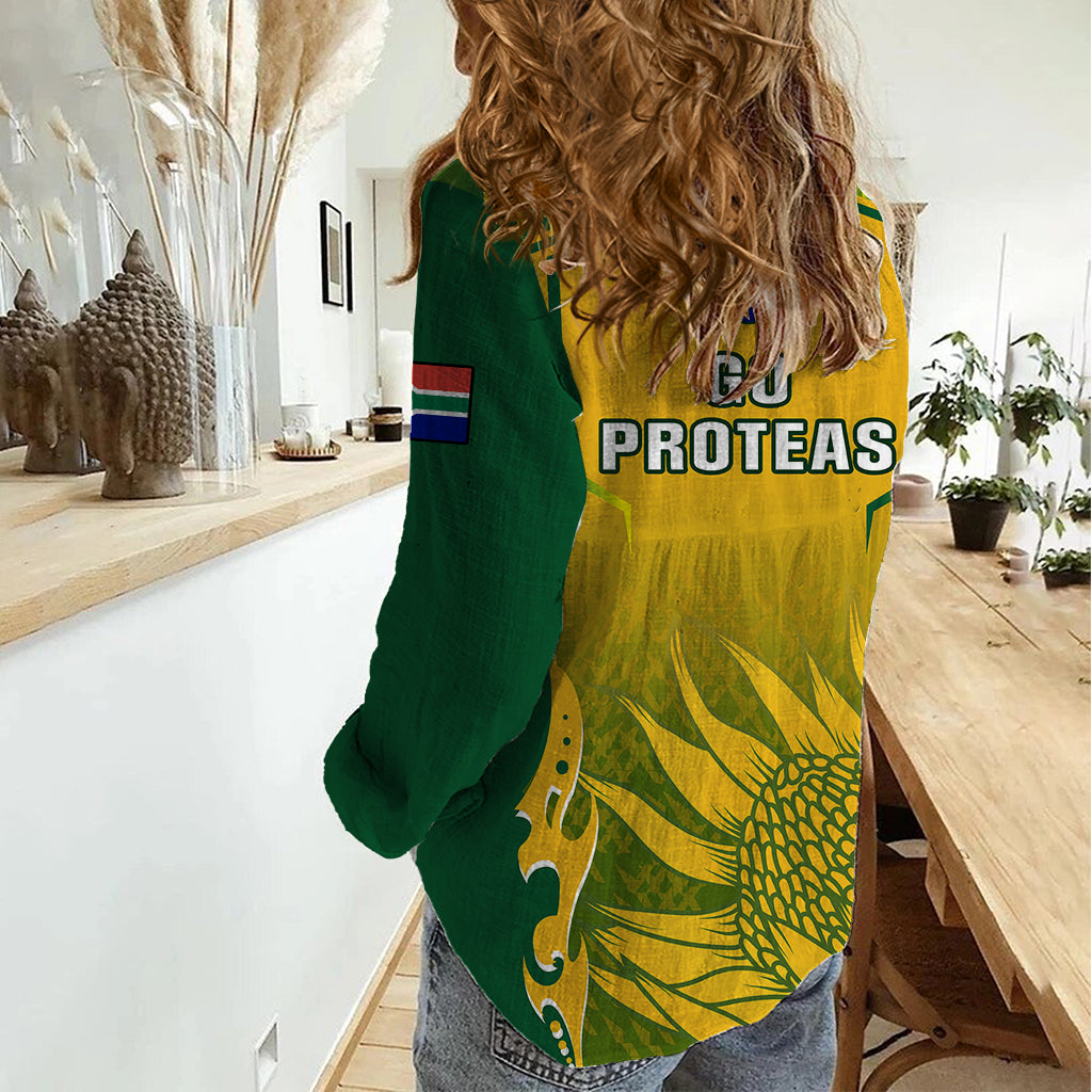 South Africa Cricket Women Casual Shirt Proteas 2023 Go Champions World Cup - Vibe Hoodie Shop
