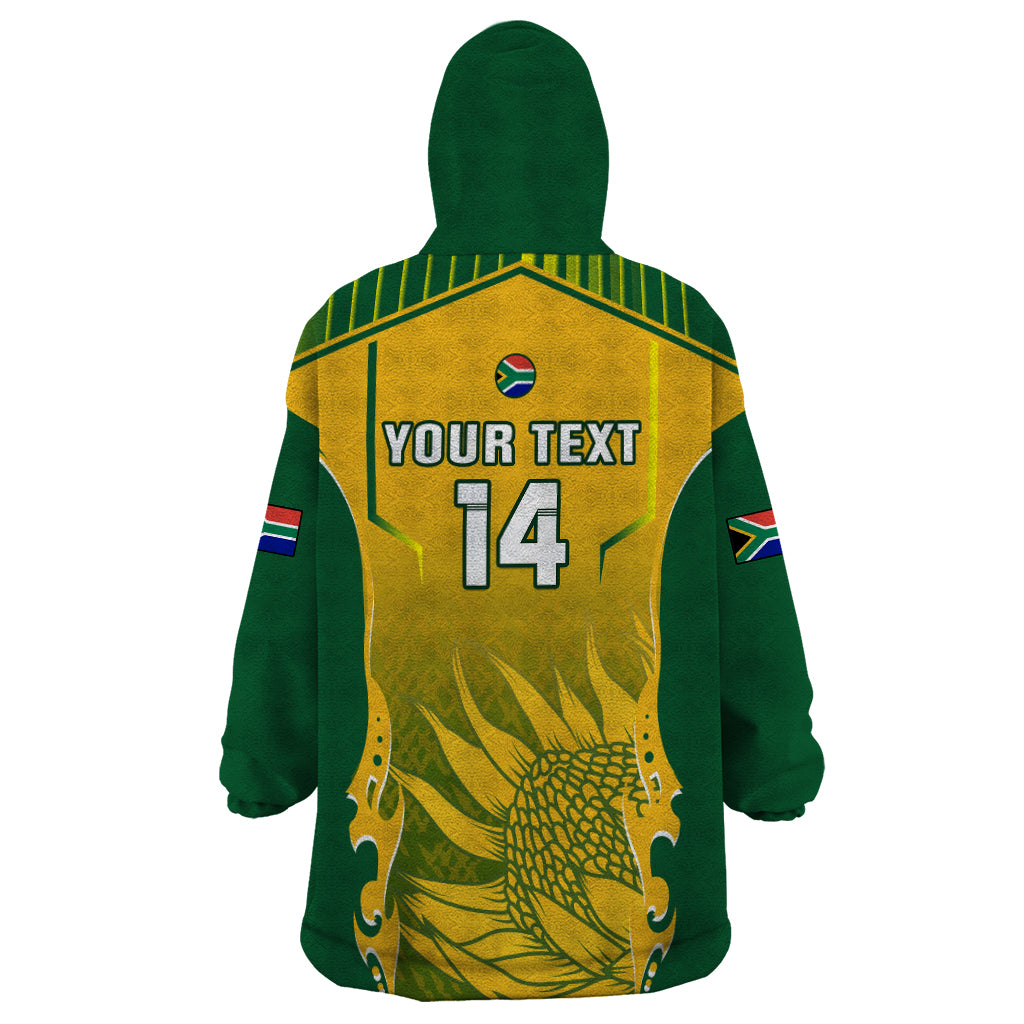 Personalised South Africa Cricket Wearable Blanket Hoodie Proteas 2023 Go Champions World Cup - Vibe Hoodie Shop