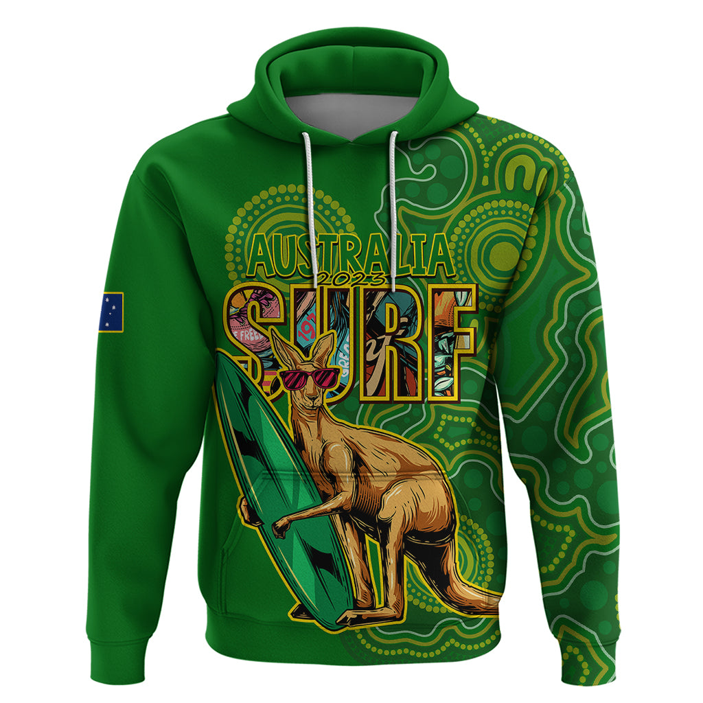 Australia Surf Hoodie 2023 Happy Kangaroo Indigenous Artsy - Vibe Hoodie Shop