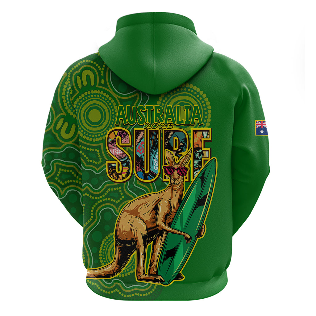 Australia Surf Hoodie 2023 Happy Kangaroo Indigenous Artsy - Vibe Hoodie Shop