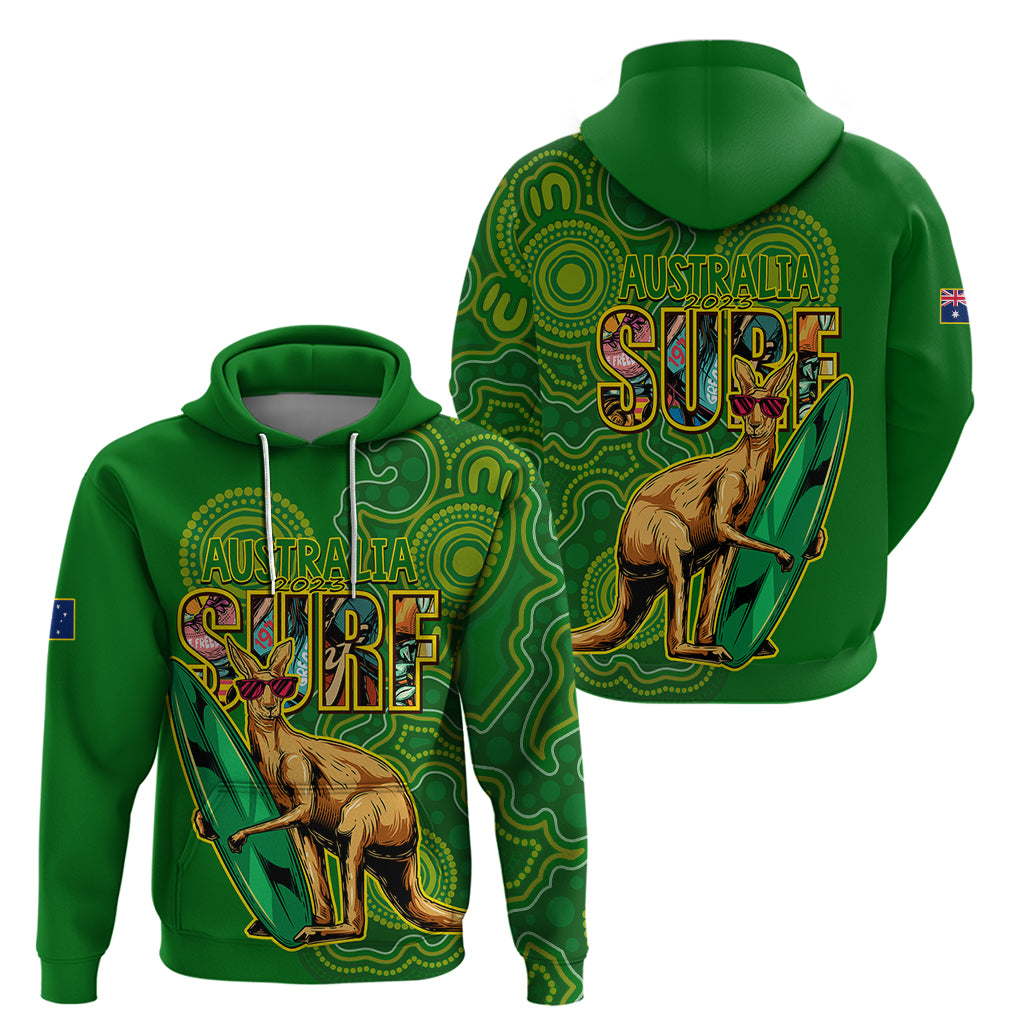 Australia Surf Hoodie 2023 Happy Kangaroo Indigenous Artsy - Vibe Hoodie Shop