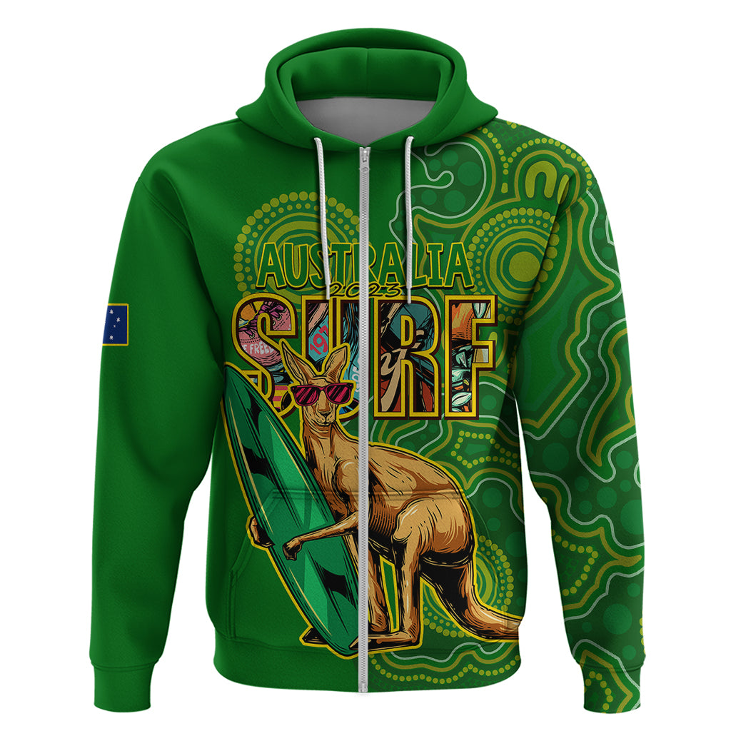 Australia Surf Hoodie 2023 Happy Kangaroo Indigenous Artsy - Vibe Hoodie Shop