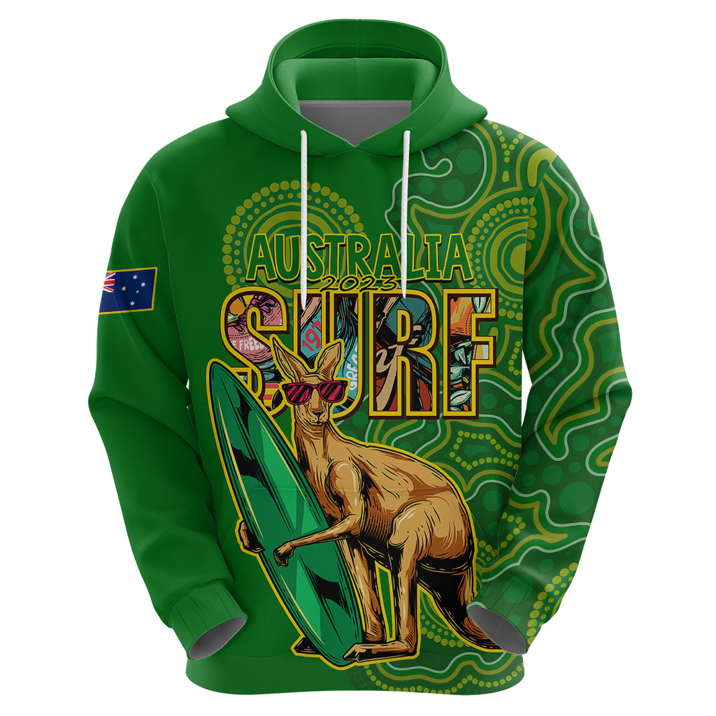 Australia Surf Hoodie 2023 Happy Kangaroo Indigenous Artsy - Vibe Hoodie Shop