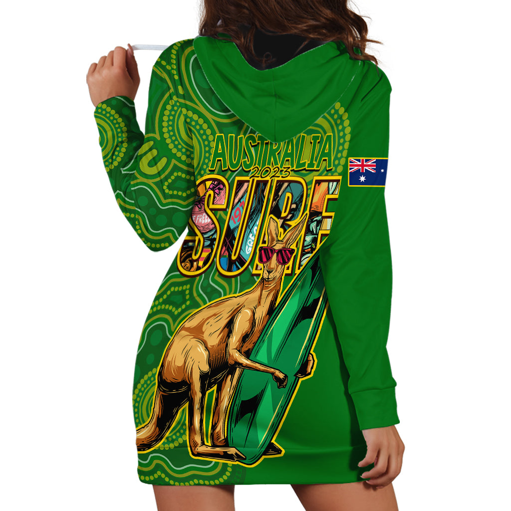 Australia Surf Hoodie Dress 2023 Happy Kangaroo Indigenous Artsy - Vibe Hoodie Shop