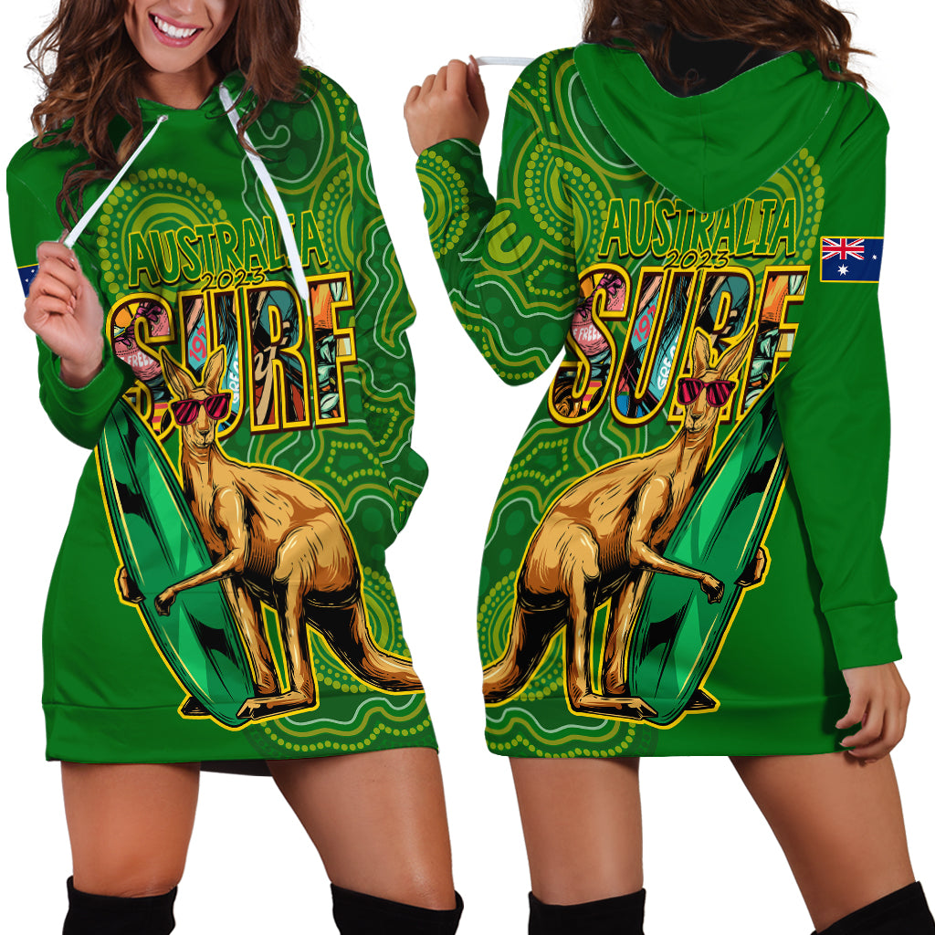 Australia Surf Hoodie Dress 2023 Happy Kangaroo Indigenous Artsy - Vibe Hoodie Shop