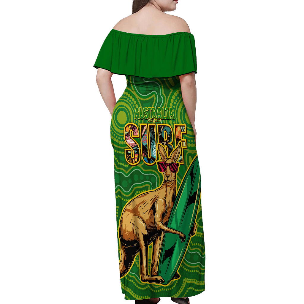 Australia Surf Off Shoulder Maxi Dress 2023 Happy Kangaroo Indigenous Artsy - Vibe Hoodie Shop