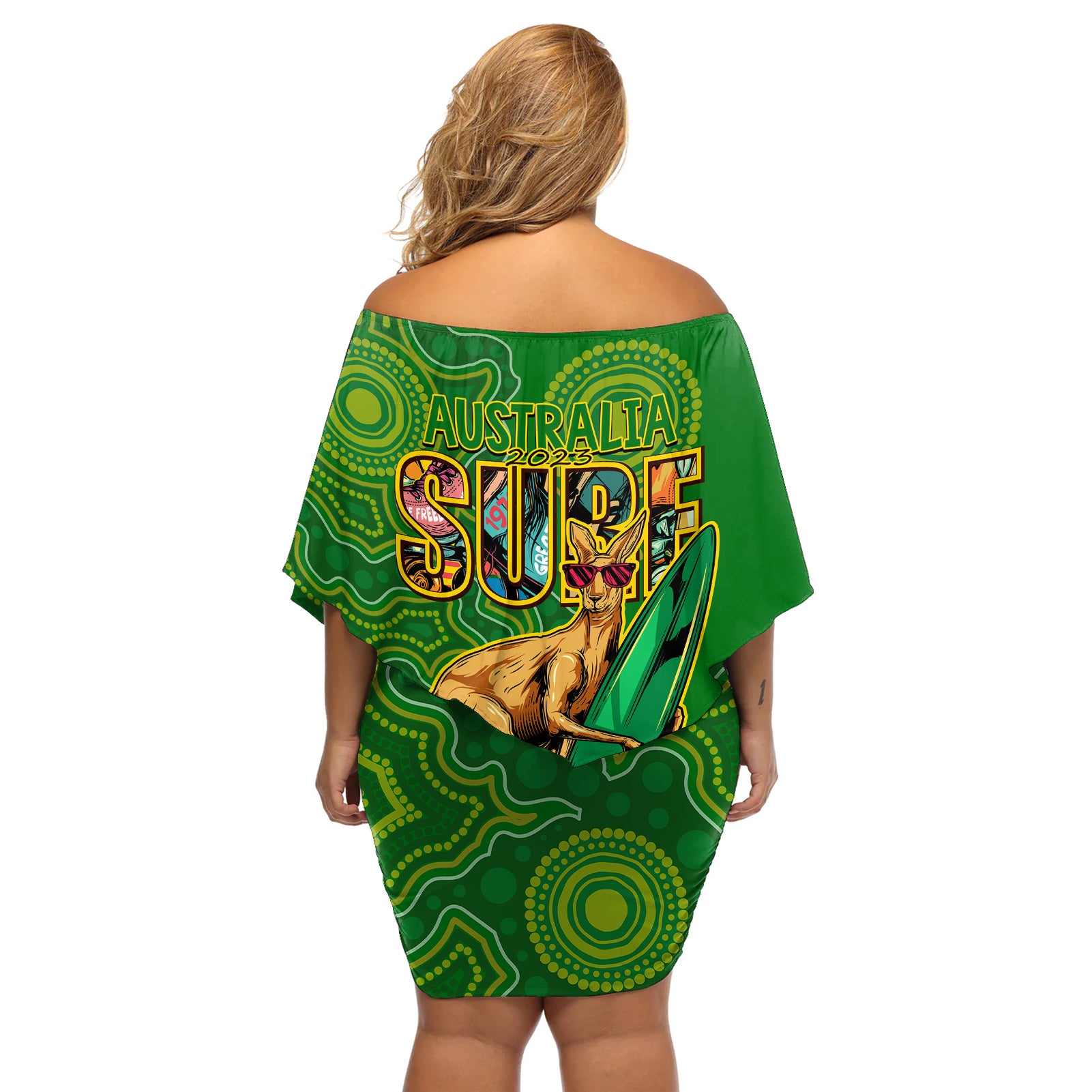 australia-surf-off-shoulder-short-dress-2023-happy-kangaroo-indigenous-artsy