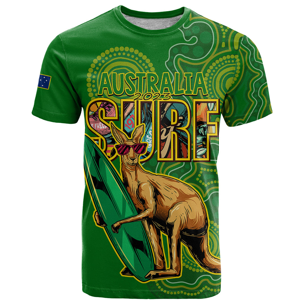 Australia Surf T Shirt 2023 Happy Kangaroo Indigenous Artsy - Vibe Hoodie Shop