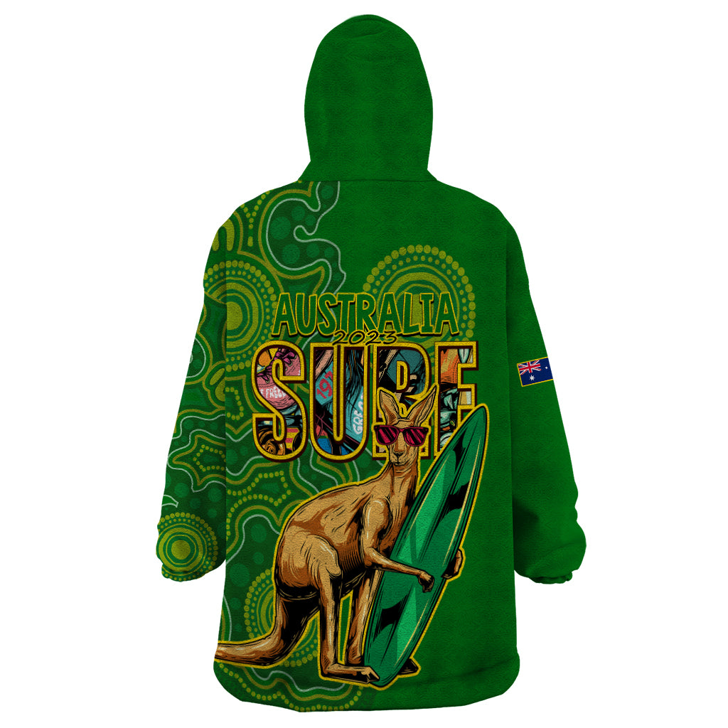 Australia Surf Wearable Blanket Hoodie 2023 Happy Kangaroo Indigenous Artsy - Vibe Hoodie Shop