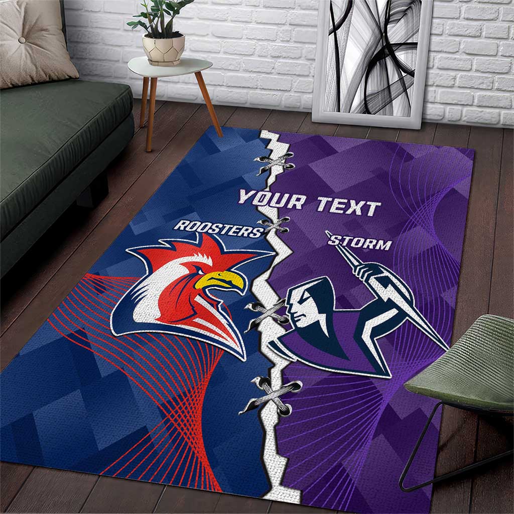 Custom NRL Storm And Roosters Rugby 2024 Area Rug Go Champions Dynamic Version - Vibe Hoodie Shop