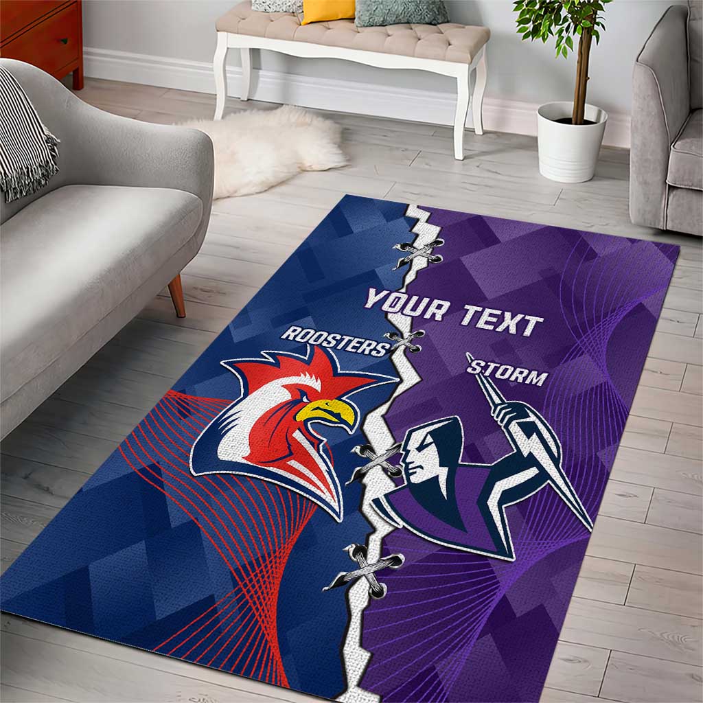 Custom NRL Storm And Roosters Rugby 2024 Area Rug Go Champions Dynamic Version - Vibe Hoodie Shop