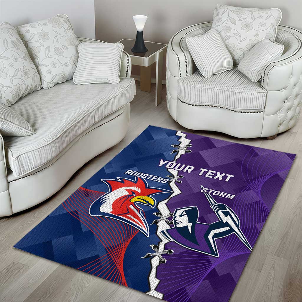 Custom NRL Storm And Roosters Rugby 2024 Area Rug Go Champions Dynamic Version - Vibe Hoodie Shop