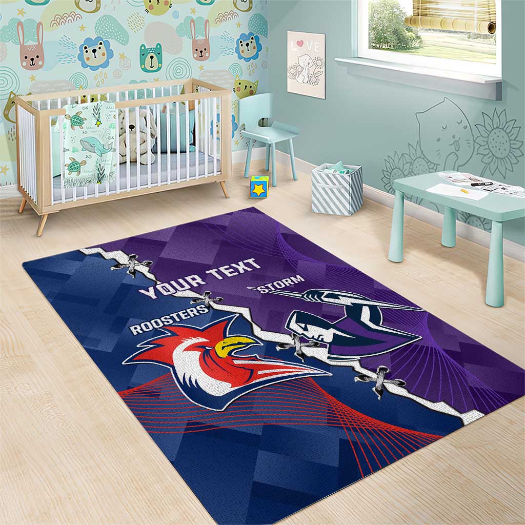 Custom NRL Storm And Roosters Rugby 2024 Area Rug Go Champions Dynamic Version - Vibe Hoodie Shop