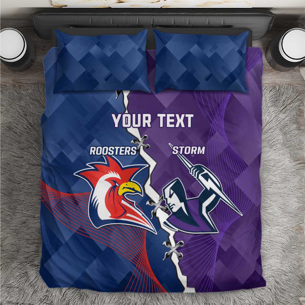Custom NRL Storm And Roosters Rugby 2024 Bedding Set Go Champions Dynamic Version - Vibe Hoodie Shop
