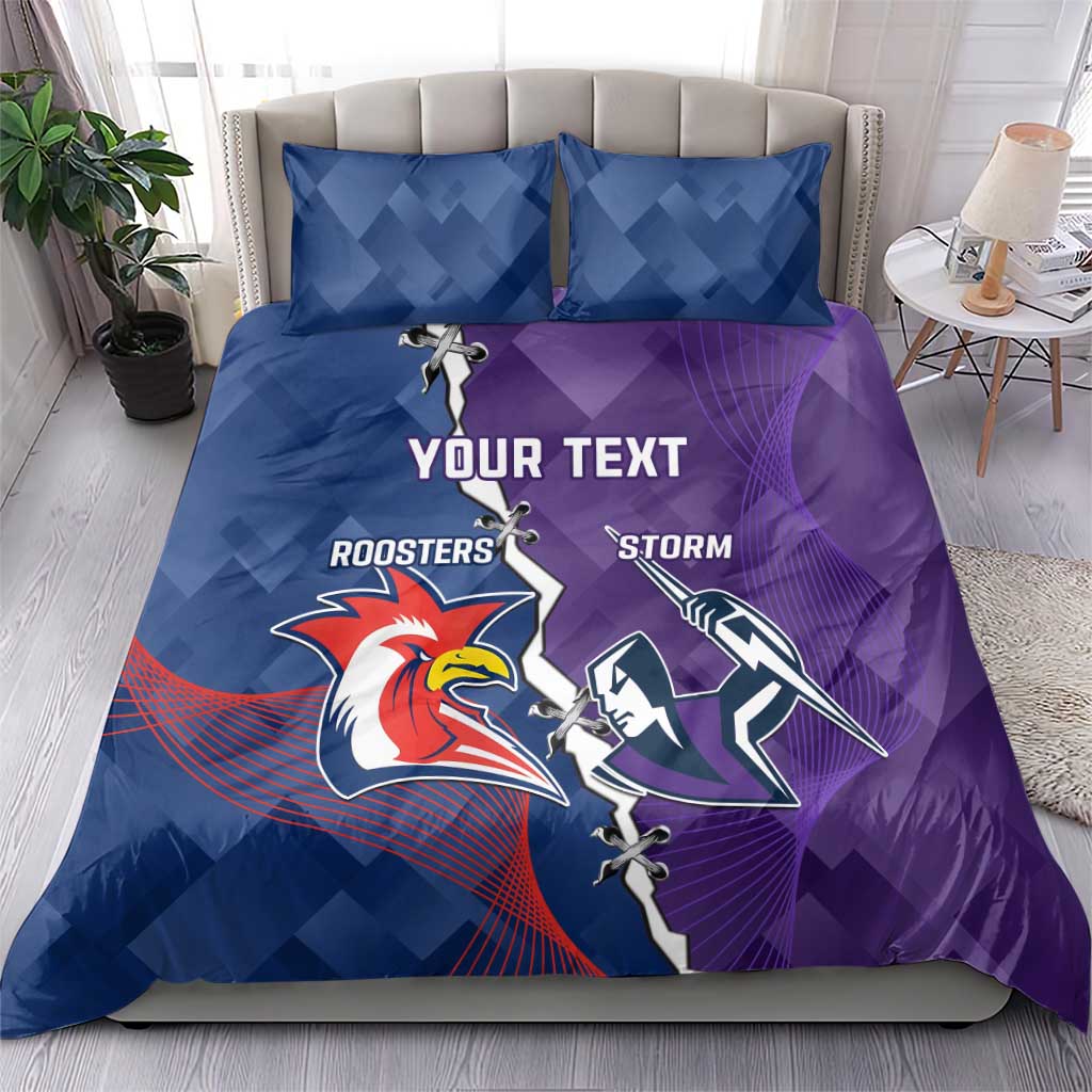 Custom NRL Storm And Roosters Rugby 2024 Bedding Set Go Champions Dynamic Version - Vibe Hoodie Shop