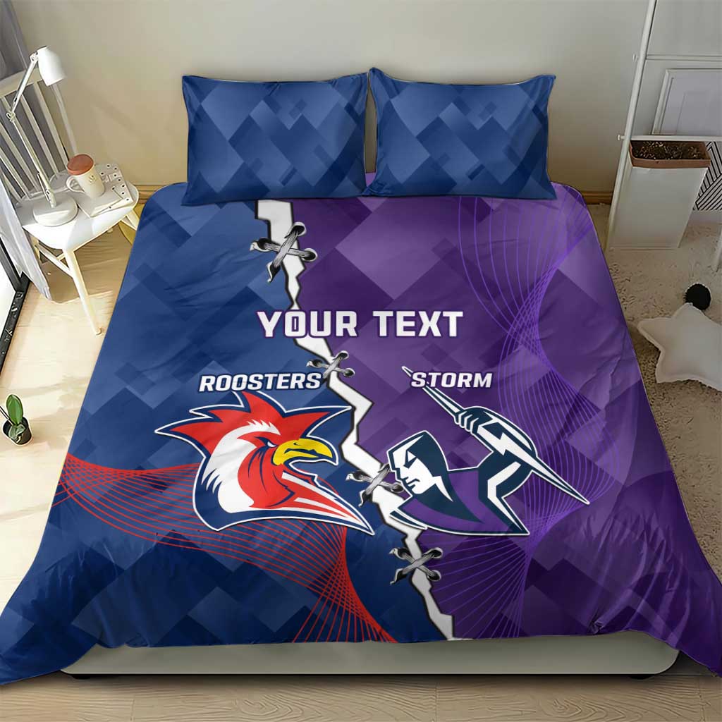 Custom NRL Storm And Roosters Rugby 2024 Bedding Set Go Champions Dynamic Version - Vibe Hoodie Shop