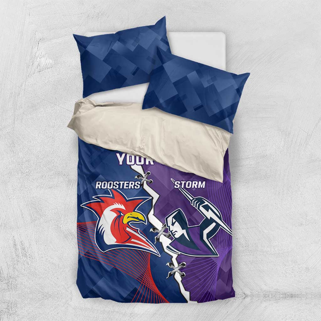 Custom NRL Storm And Roosters Rugby 2024 Bedding Set Go Champions Dynamic Version - Vibe Hoodie Shop