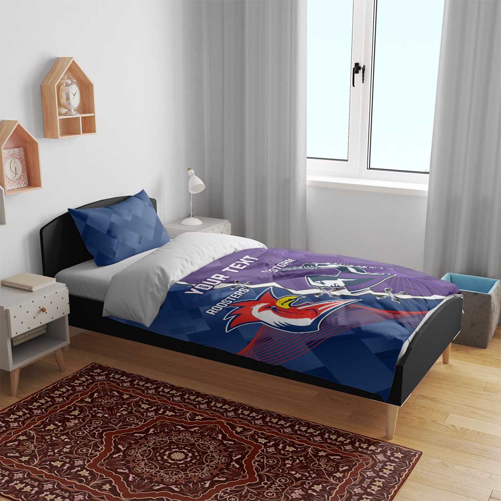 Custom NRL Storm And Roosters Rugby 2024 Bedding Set Go Champions Dynamic Version - Vibe Hoodie Shop