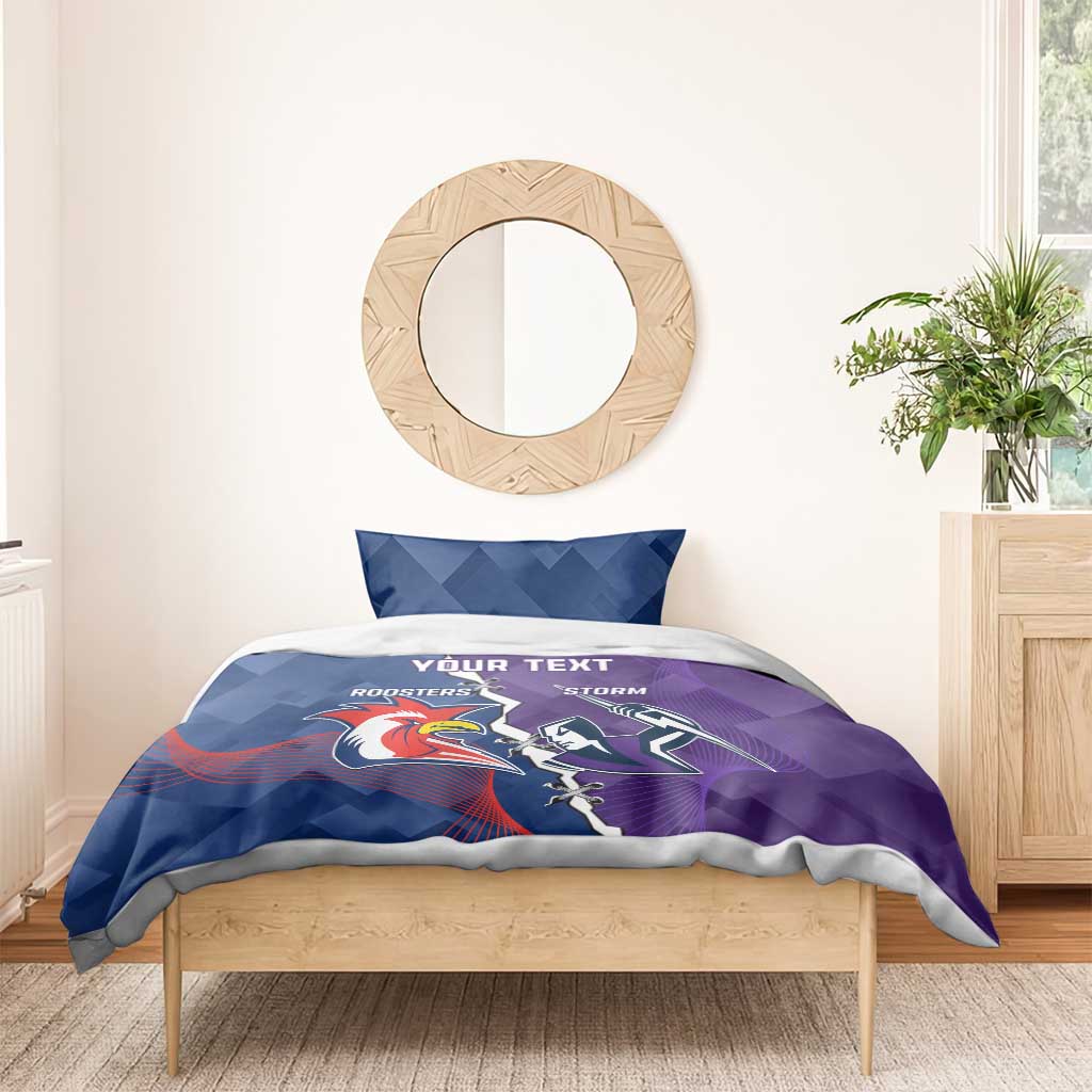 Custom NRL Storm And Roosters Rugby 2024 Bedding Set Go Champions Dynamic Version - Vibe Hoodie Shop