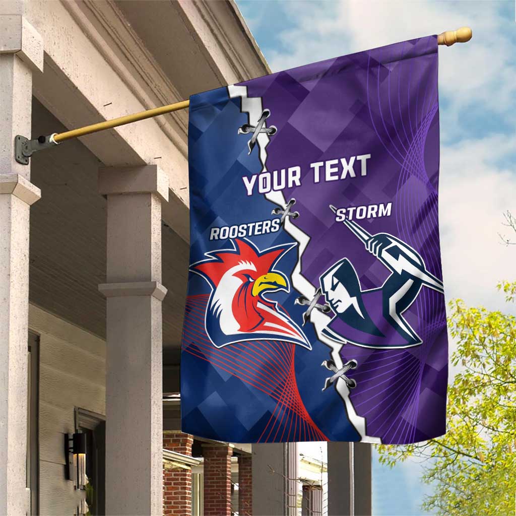 Custom NRL Storm And Roosters Rugby 2024 Garden Flag Go Champions Dynamic Version - Vibe Hoodie Shop