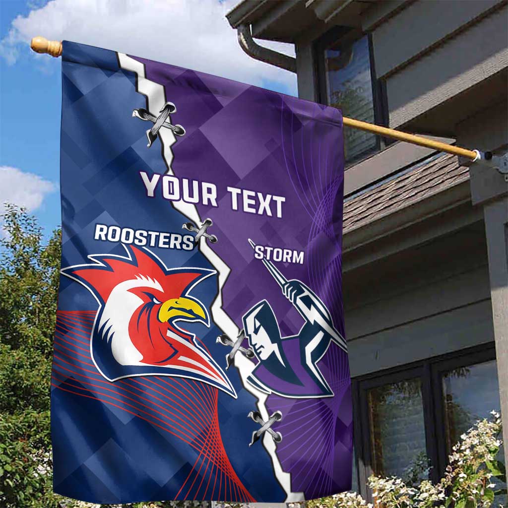 Custom NRL Storm And Roosters Rugby 2024 Garden Flag Go Champions Dynamic Version - Vibe Hoodie Shop