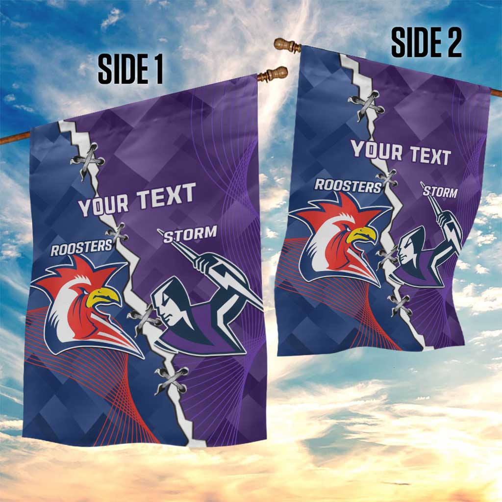 Custom NRL Storm And Roosters Rugby 2024 Garden Flag Go Champions Dynamic Version - Vibe Hoodie Shop