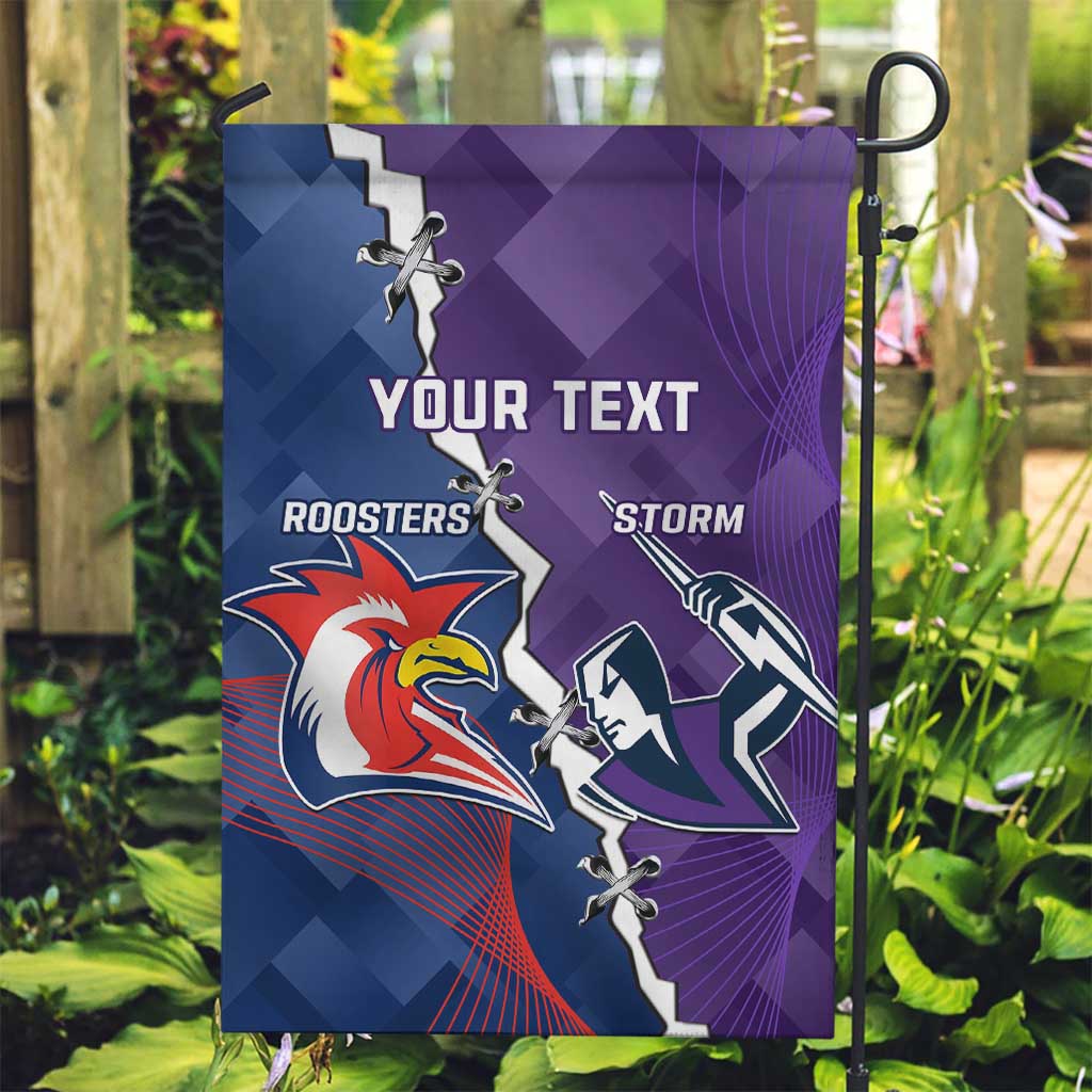 Custom NRL Storm And Roosters Rugby 2024 Garden Flag Go Champions Dynamic Version - Vibe Hoodie Shop