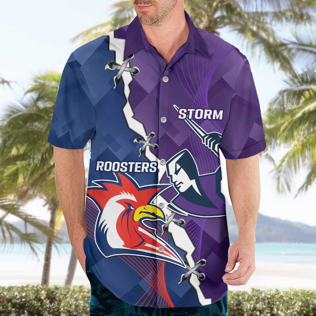 Custom NRL Storm And Roosters Rugby 2024 Hawaiian Shirt Go Champions Dynamic Version - Vibe Hoodie Shop