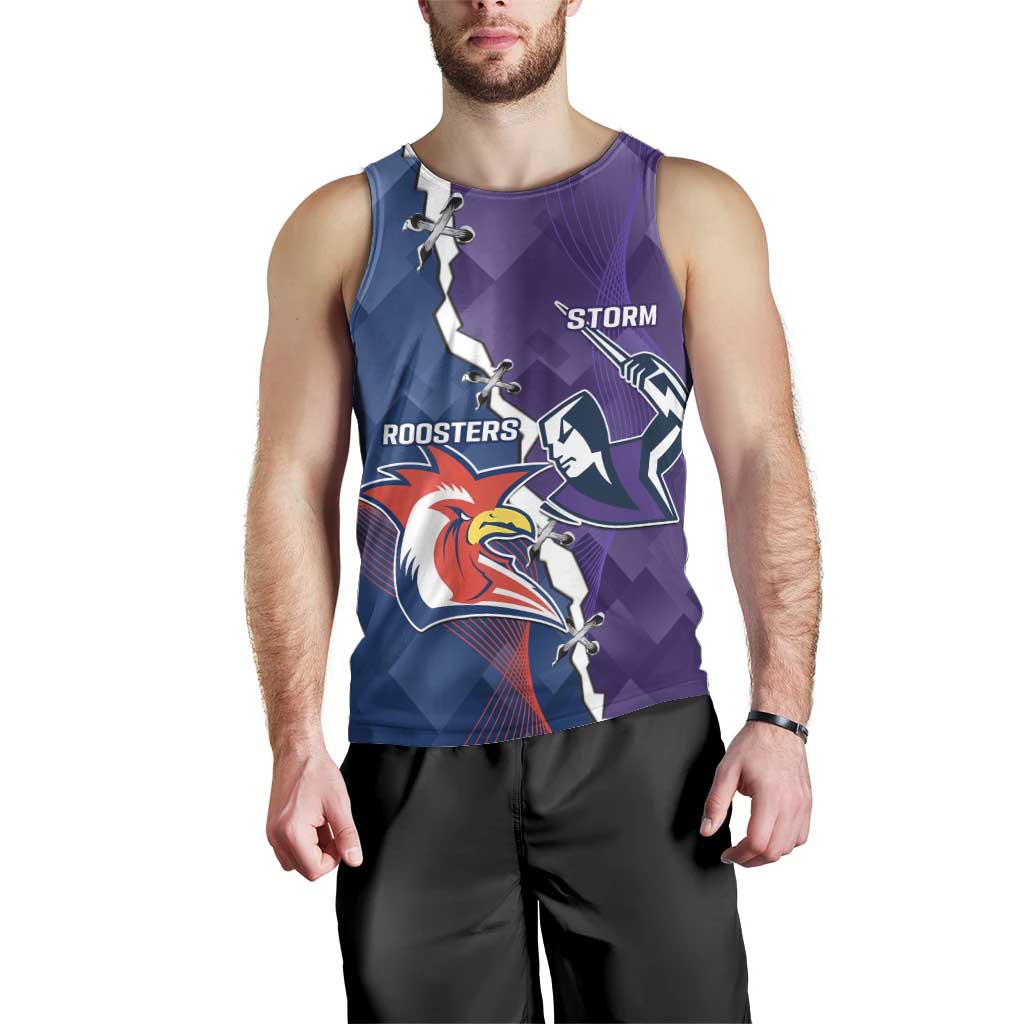 Custom NRL Storm And Roosters Rugby 2024 Men Tank Top Go Champions Dynamic Version - Vibe Hoodie Shop