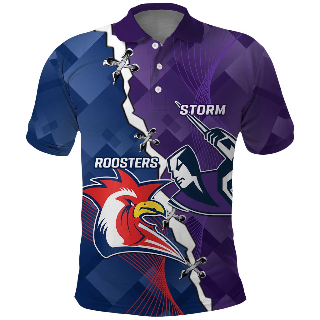 Custom NRL Storm And Roosters Rugby 2024 Polo Shirt Go Champions Dynamic Version - Vibe Hoodie Shop