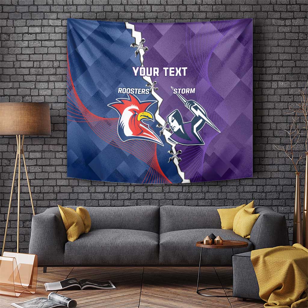 Custom NRL Storm And Roosters Rugby 2024 Tapestry Go Champions Dynamic Version - Vibe Hoodie Shop