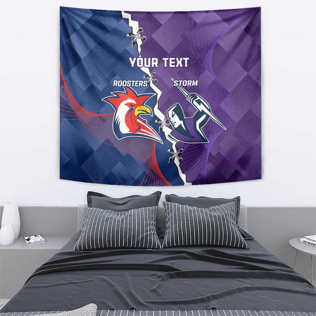 Custom NRL Storm And Roosters Rugby 2024 Tapestry Go Champions Dynamic Version - Vibe Hoodie Shop