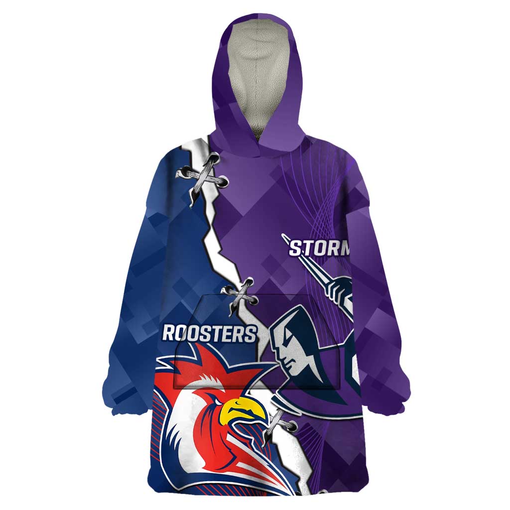 Custom NRL Storm And Roosters Rugby 2024 Wearable Blanket Hoodie Go Champions Dynamic Version - Vibe Hoodie Shop